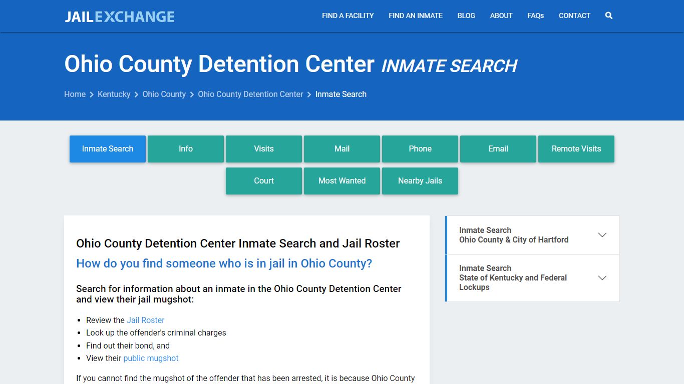 Ohio County Detention Center Inmate Search - Jail Exchange